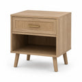 Nachttisch Holz Rattan Beige 55x40x60cm