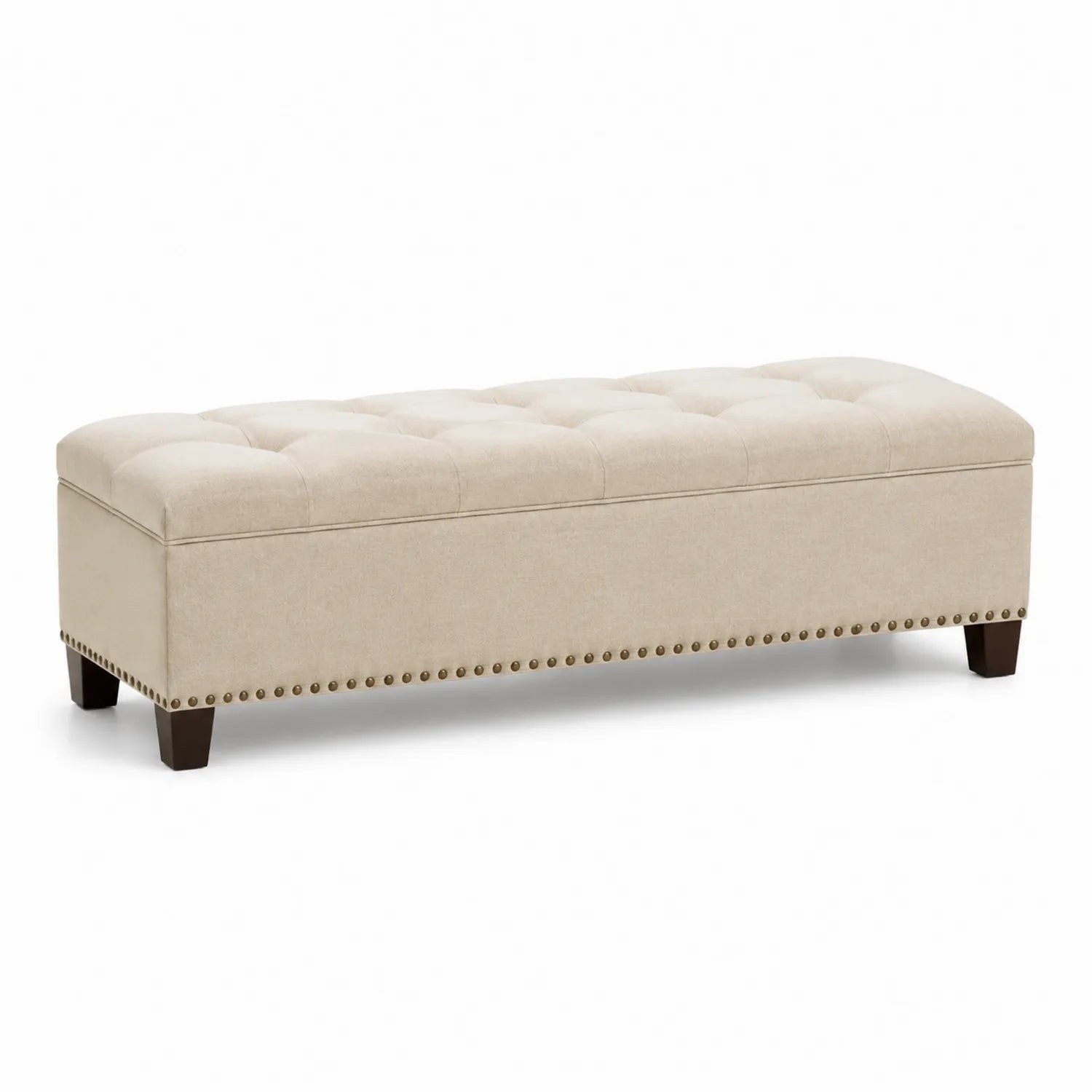 Polsterbank mit Stauraum Holzrahmen Beige Leinen