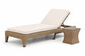 Rattan Sonnenliege mit Beistelltisch und Verstellbarer Rückenlehne, Beige