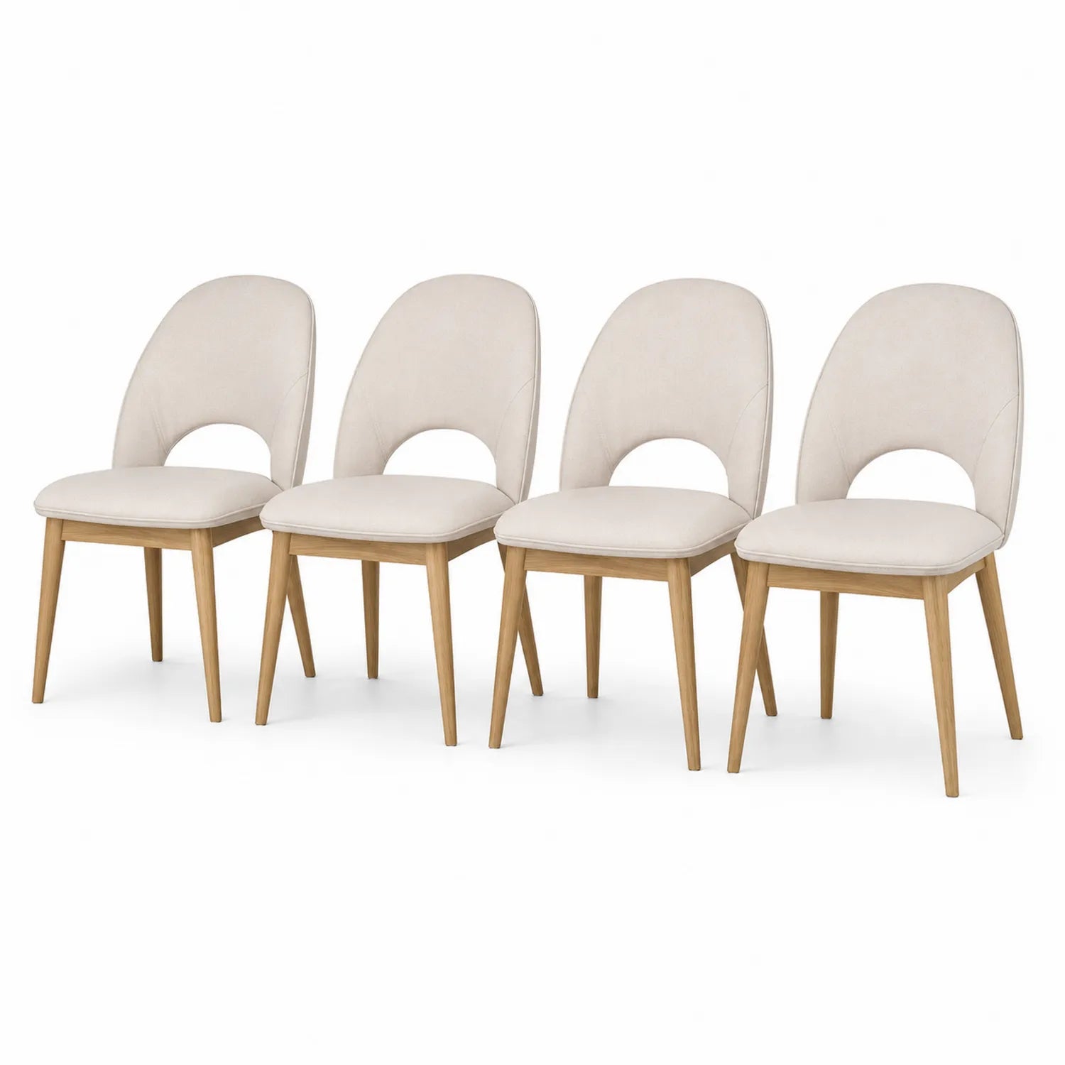 Esszimmerstühle 4er-Set mit Holzbeinen in Beige