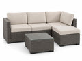 Outdoor-Ecksofa-Set aus Rattan mit Glasplatte und Kissen, Grau/Beige
