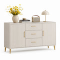 Sideboard MDF Holzfaserplatte Cremeweiß mit Metallbeinen