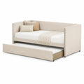Stoff-Tagesbett mit Ausziehbett 200x90 cm Beige