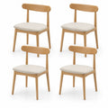 4er Set Esszimmerstühle Holz Stoff Beige