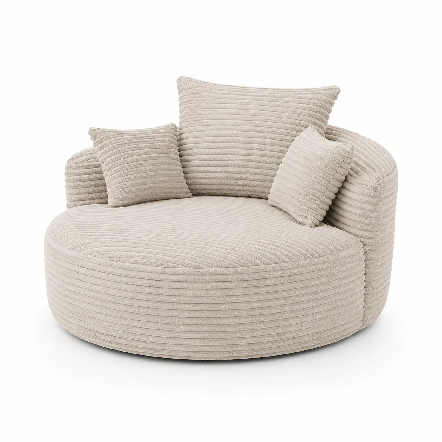 Rundes Sofa mit Cordbezug, Beige