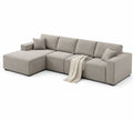 Ecksofa Cord Beige mit Ottomane 300x200 cm