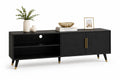 TV-Möbel mit zwei Türen und Regal aus MDF Holz schwarz 180x45x50 cm