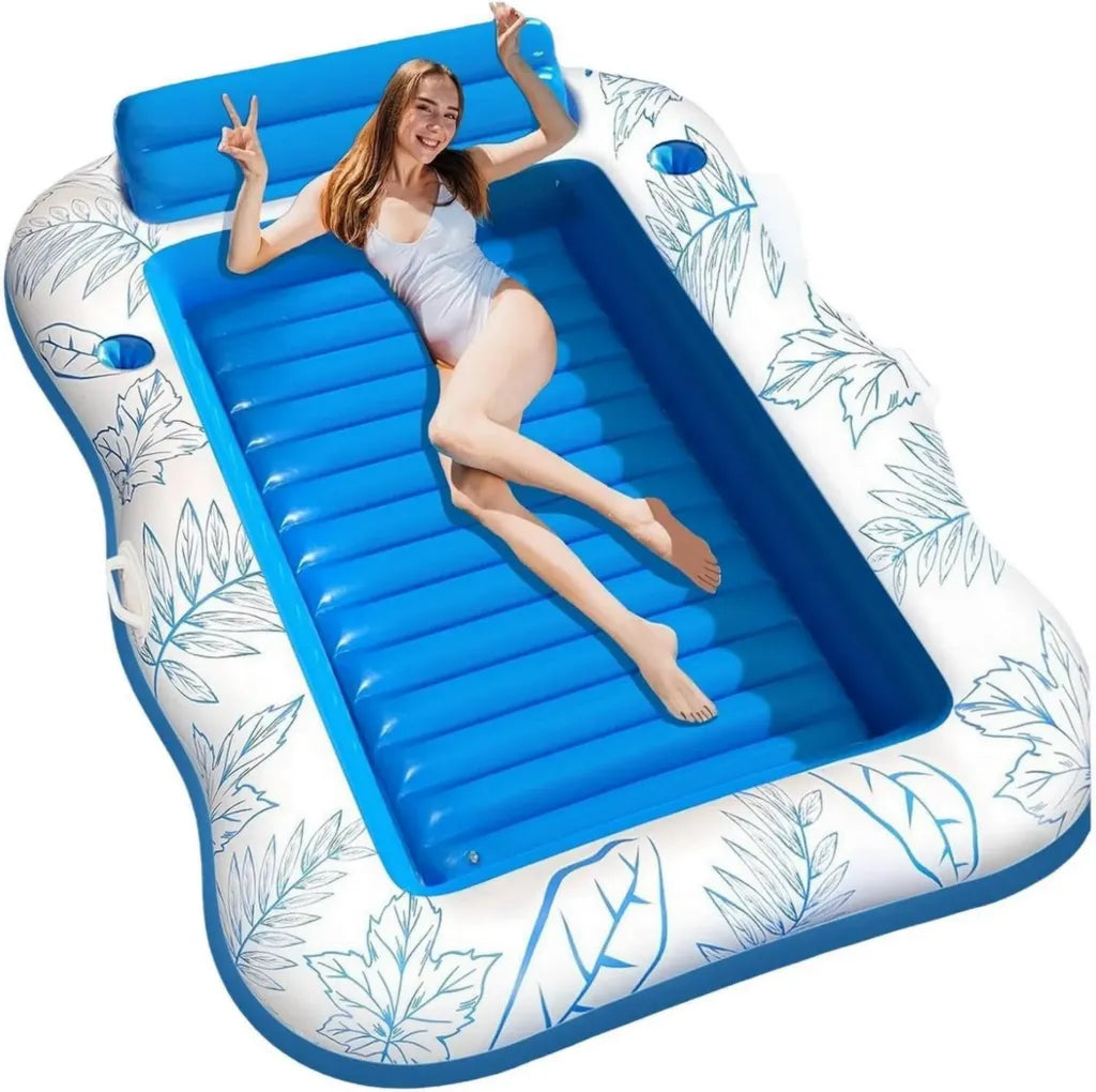 Aufblasbare Schwimmliege für Erwachsene mit Kissen – Ideal für Pool, See und Garten