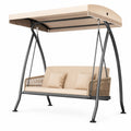 Metall 3-Sitzer Gartenschaukel mit Sonnendach Beige