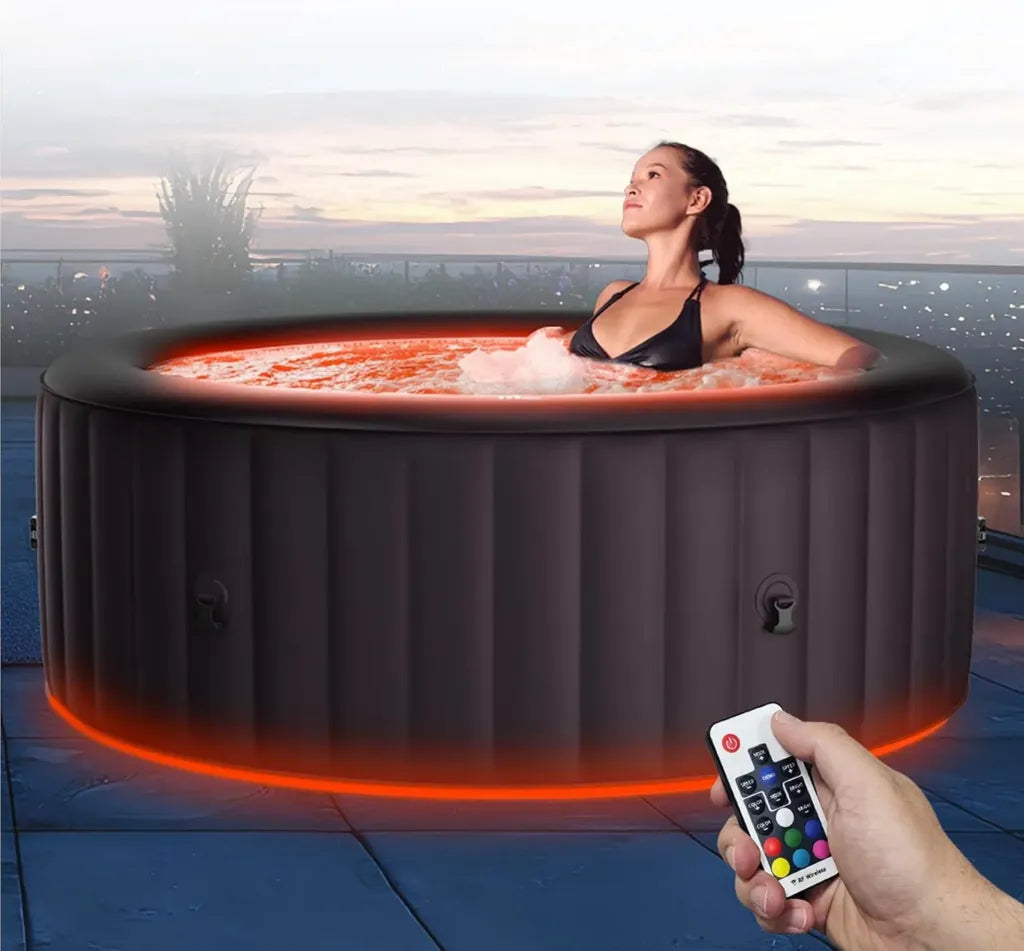 Aufblasbarer Whirlpool für 6 Personen mit RGB-LED und UVC-Reinigung - Miweba MSpa Aurora
