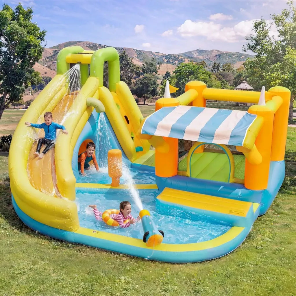 10-in-1 Aufblasbare Wasserspielstation mit Rutsche und Trampolin 433x375x165 cm