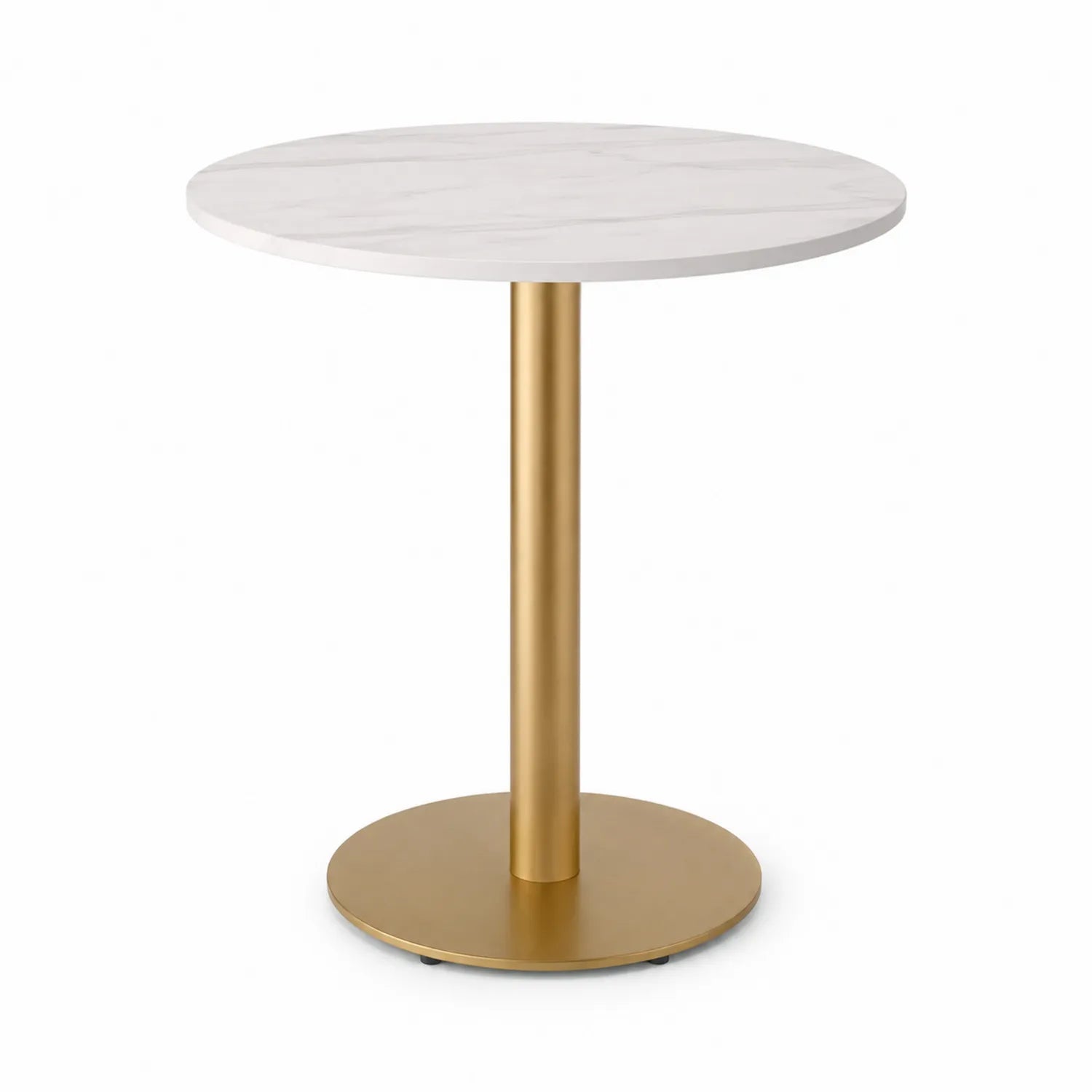 Runder Tisch Kunstmarmor Metallbasis Weiß/Gold