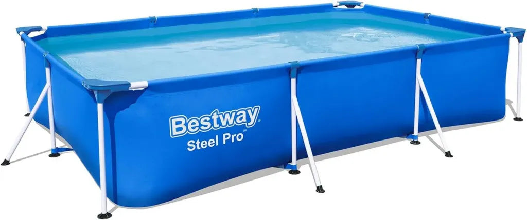 Bestway Stahlrahmen-Pool rechteckig, 300 x 201 x 66 cm, ohne Pumpe, Blau
