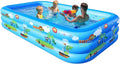 Aufblasbares Familienplanschbecken mit Cartoon-Motiv, 3-Ring-Pool für Kinder und Erwachsene, 205 × 125 × 45 cm