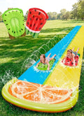 SLOOSH Doppel-Wasserrutsche mit Boogie-Boards und Sprinkler, 609 x 157 cm, Sommerspaß im Garten