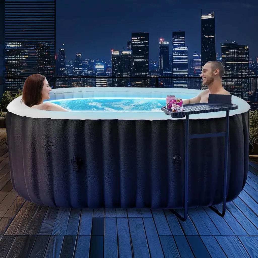 Aufblasbarer Whirlpool für 2 Personen mit LED-Beleuchtung, Winterfest, 2400W, 100 Düsen, 550L, Energiesparend und Auslaufsicher