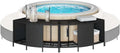 2er Set Schwarze Outdoor-Regale aus Poly Rattan für Whirlpool, platzsparend und wetterfest, mit Stauraum für Poolzubehör