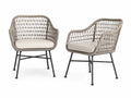 Set aus Stühlen mit Aluminiumrahmen und Polyesterseil, Sitzkissen in Beige