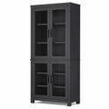 Metallschrank mit Glasstüren Schwarz