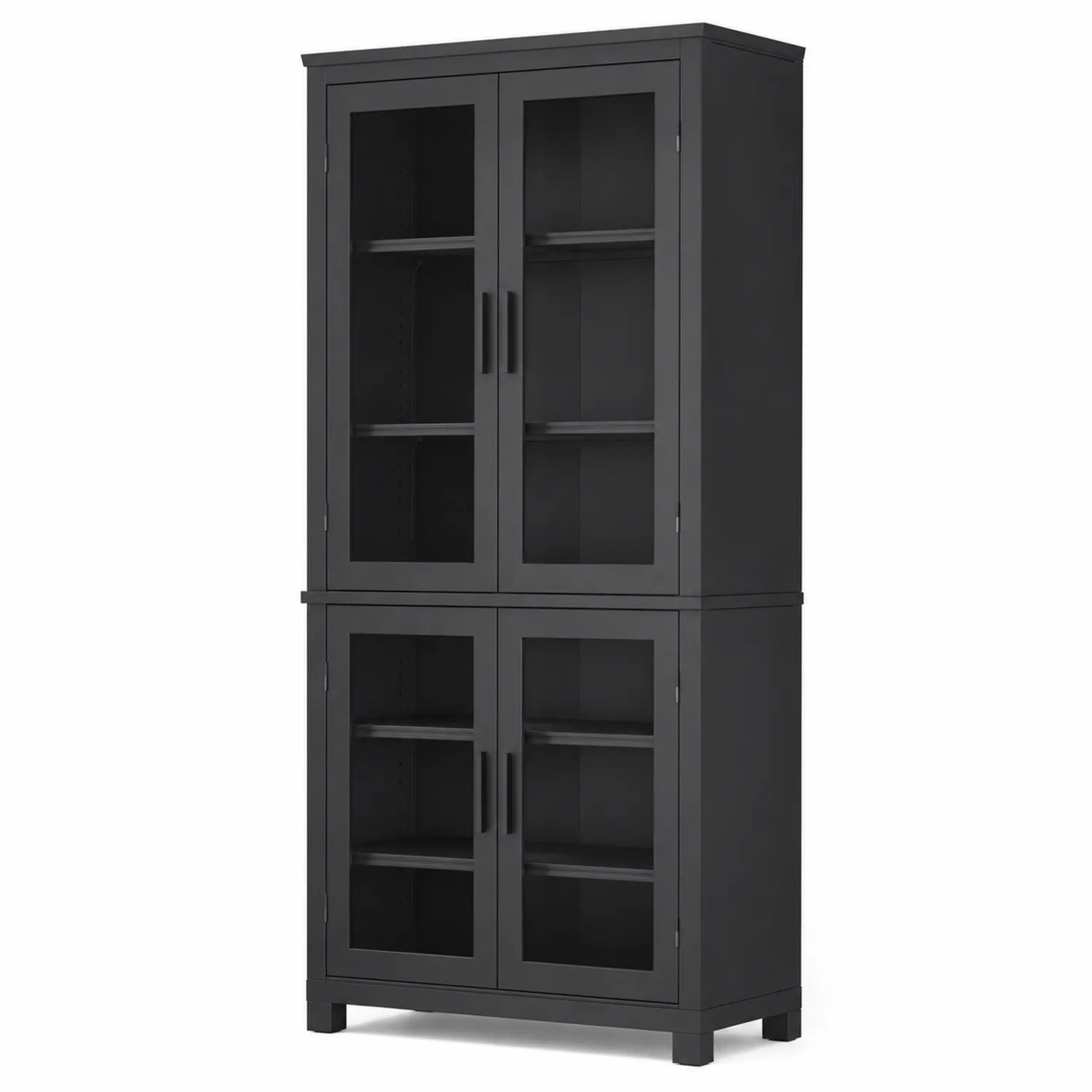 Metallschrank mit Glasstüren Schwarz