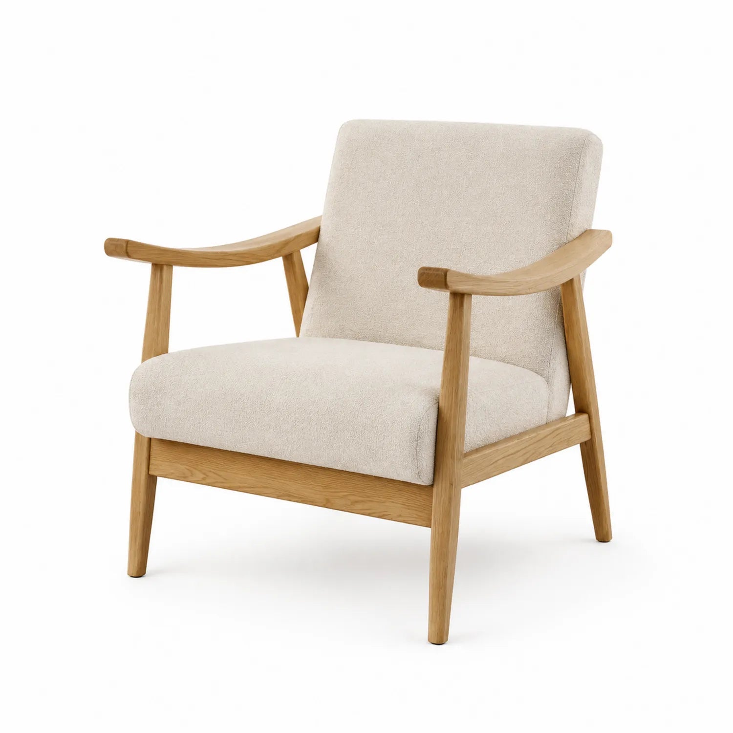 Sessel mit Holzrahmen und Baumwollbezug Beige
