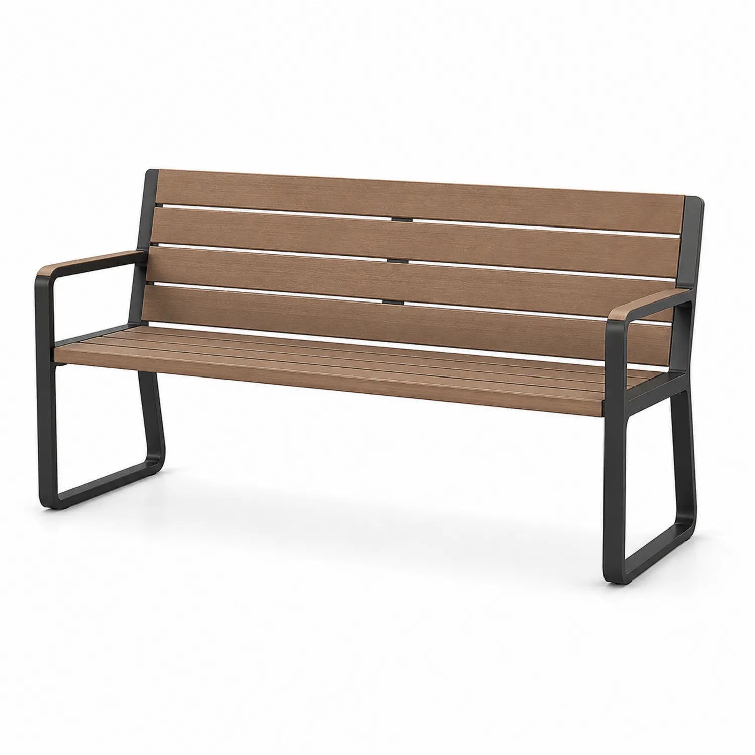 Outdoor-Bank Kunstholz Metallrahmen Braun 150 cm
