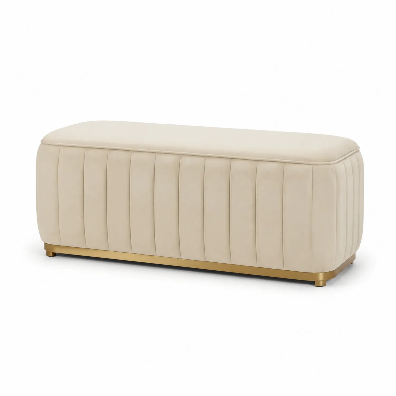Polsterbank rechteckig 120x40x45cm Kunstleder Beige