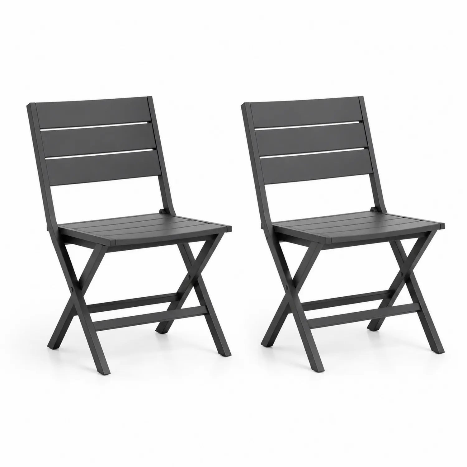 2er-Set Klappstühle aus Metall Schwarz