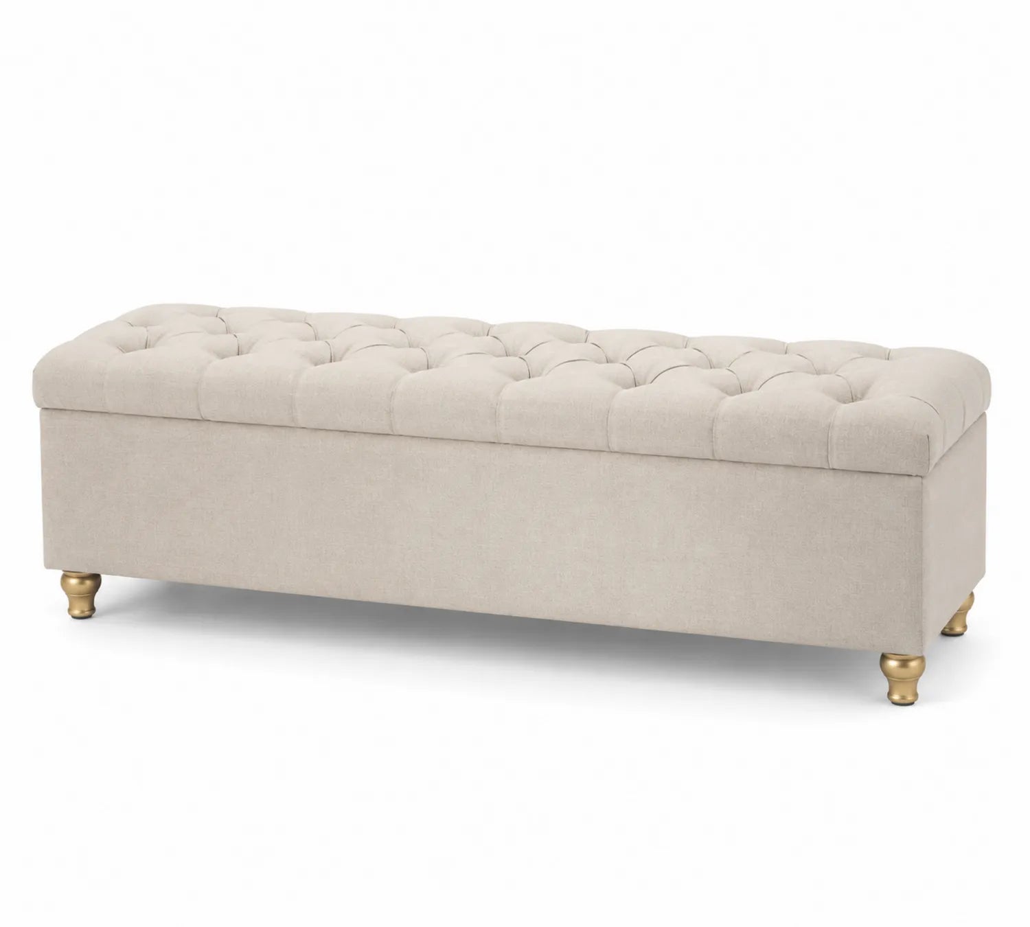 Polsterbank Leinen mit Stauraum Beige