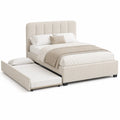 Polsterbett mit Ausziehbett und Lattenrost Beige 200x160 cm