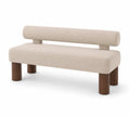 Stoff-Sitzbank Beige Walnussholz