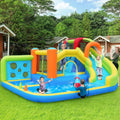 Große Hüpfburg mit Wasserrutsche und Trampolin für Kinder – Wasserpark mit Kletterwand und Wasserpistolen, 450W Gebläse, 410x315x203 cm