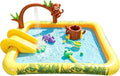 Aufblasbarer Kinderpool mit Rutsche und Sprühfunktion - Dschungel-Design 214 x 167 x 85 cm für Garten und Terrasse