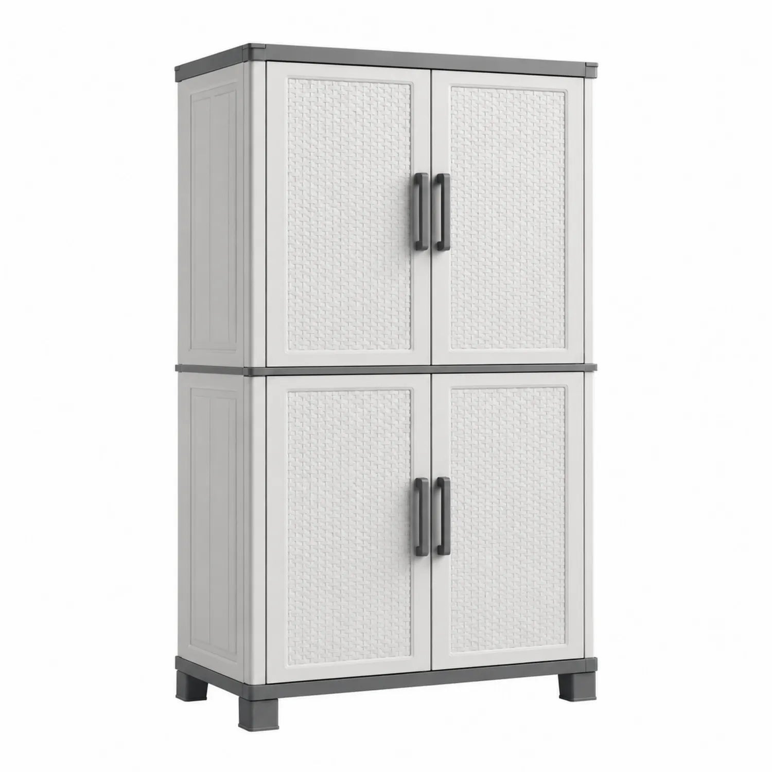 Kunststoffschrank mit 4 Türen Weiß/Grau 180x80x44cm