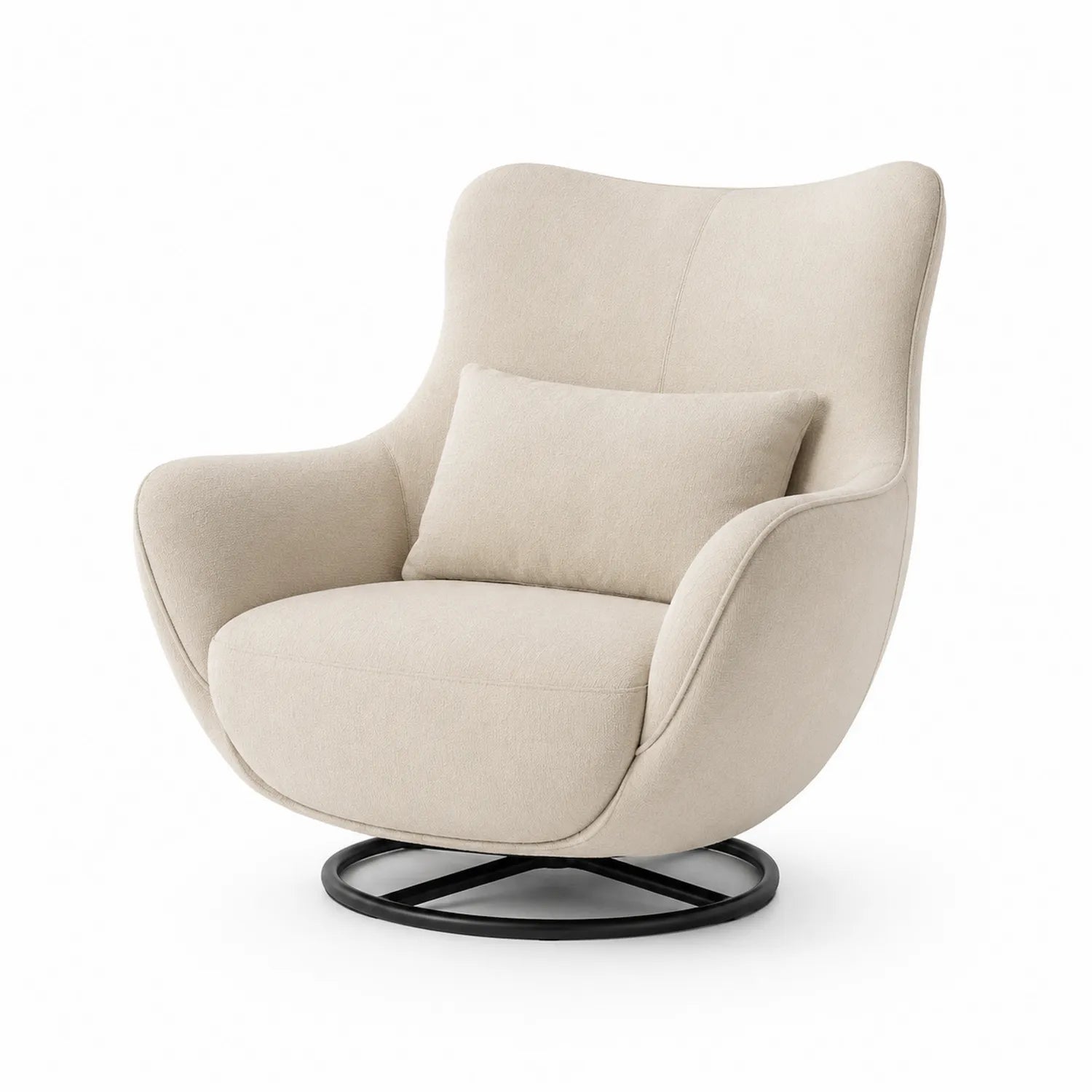 Drehbarer Sessel aus Polyesterstoff Beige mit Metallrahmen
