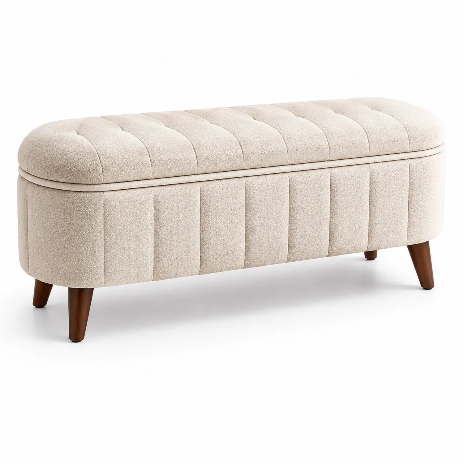 Polsterbank mit Stauraum aus Stoff 120cm Beige