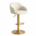 Barhocker drehbar höhenverstellbar mit Rückenlehne Kunstleder Creme Gold