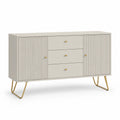 Beiges Sideboard aus Kiefernholz mit Metallbeinen, 150x40x80cm