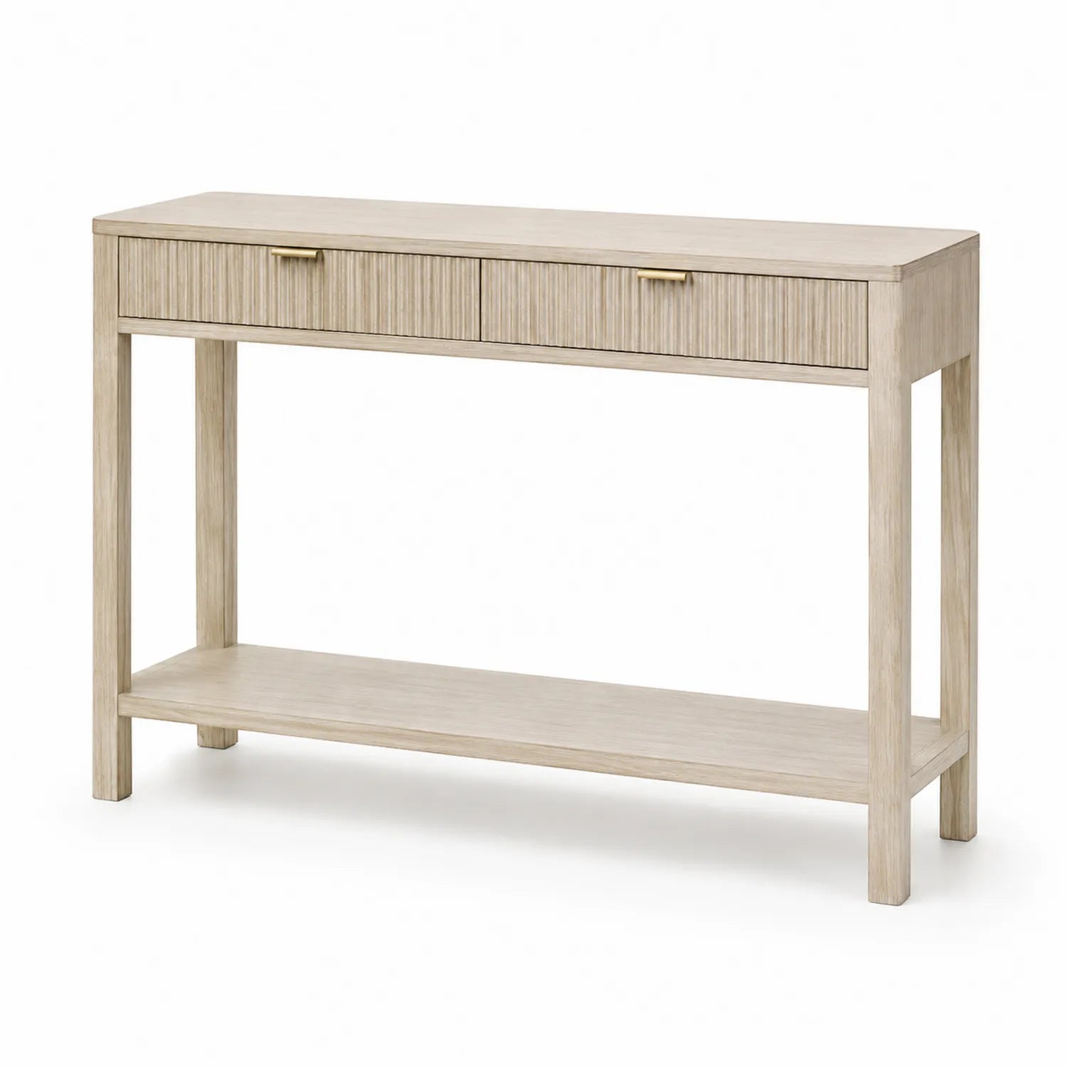 Konsolentisch aus Kiefernholz mit 2 Schubladen, Beige