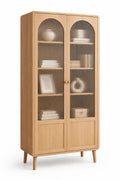 Vitrine aus Eichenholz mit Riffelglas 180x80x40cm Natur