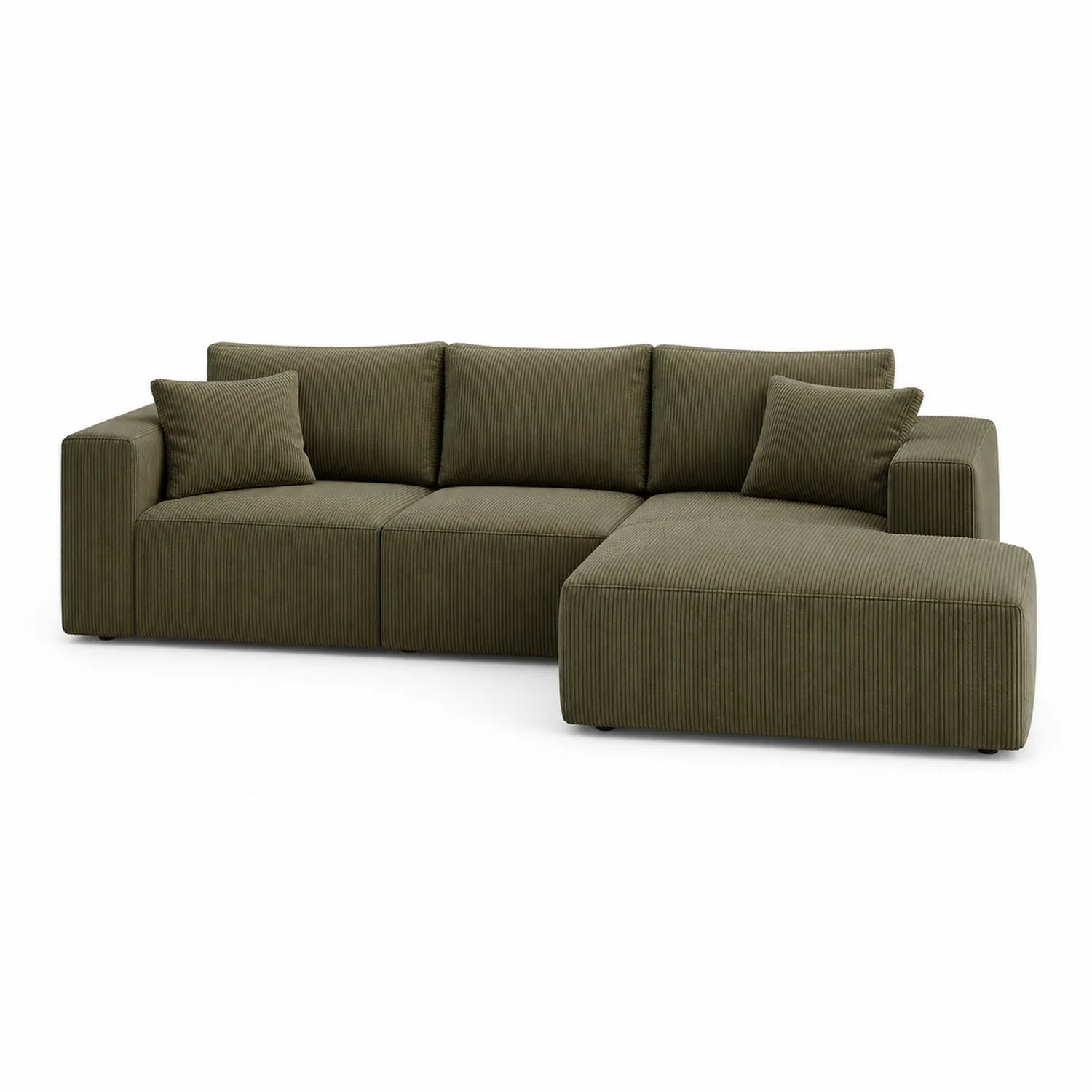 Ecksofa Cordstoff Olivgrün 270cm
