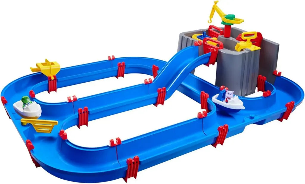AquaPlay Hafen Wasserwelt - Interaktives Wasserspielzeug mit Schienen und Figuren für Kinder ab 3 Jahren, 128 x 93 x 40 cm