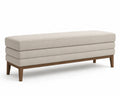 Polsterbank Leinengewebe Beige Holzgestell