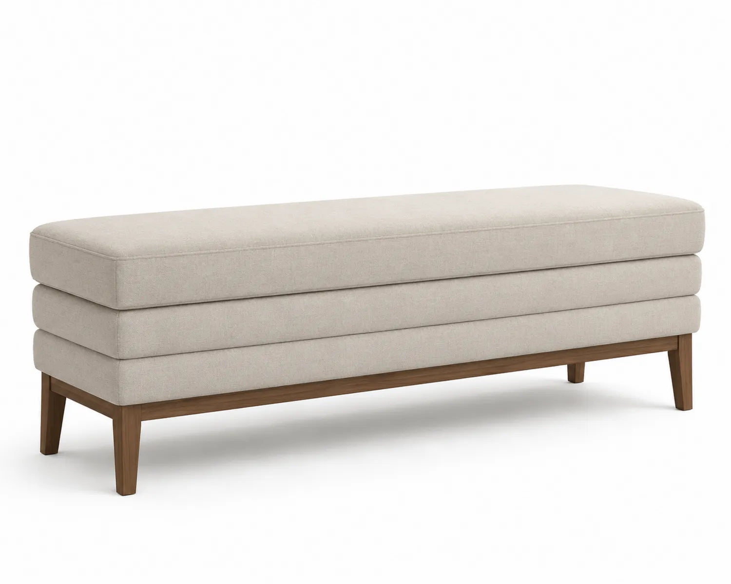 Polsterbank Leinengewebe Beige Holzgestell