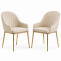 2er Set Esszimmerstühle Samt Beige Gold