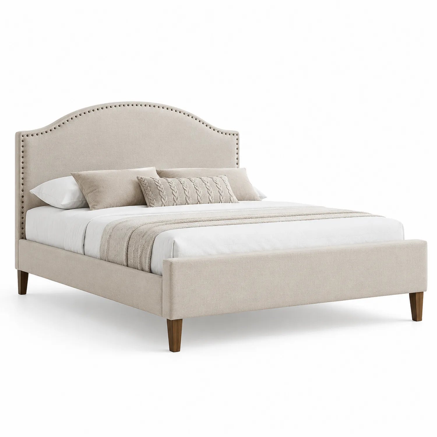 Polsterbett 180x200 cm Holz Stoff Beige