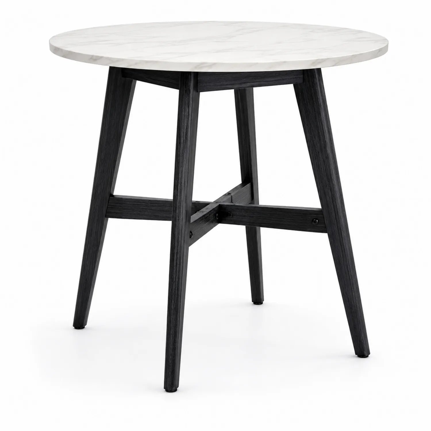 Runder Tisch 75cm Marmoroptik Holzbeine