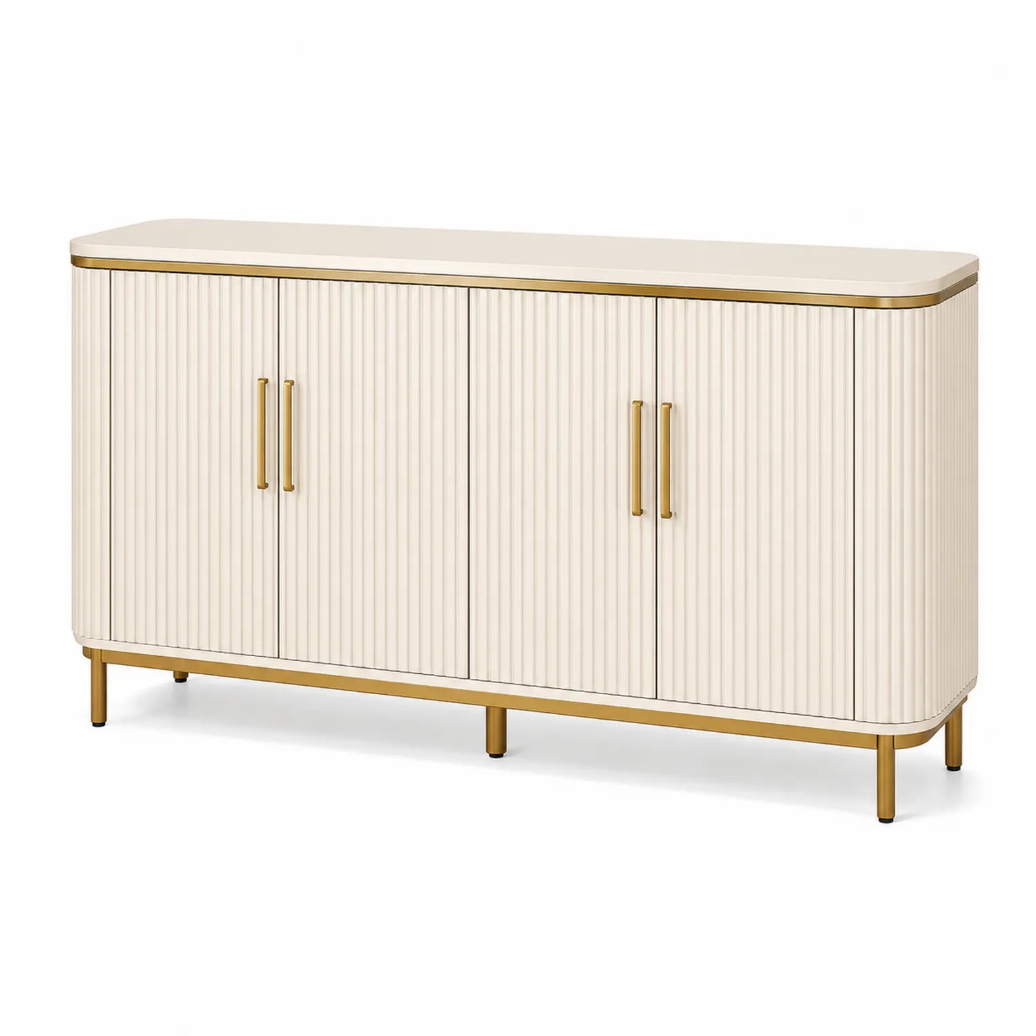 Sideboard Rechteckig 160x40x80 cm MDF Metall Creme/Gold
