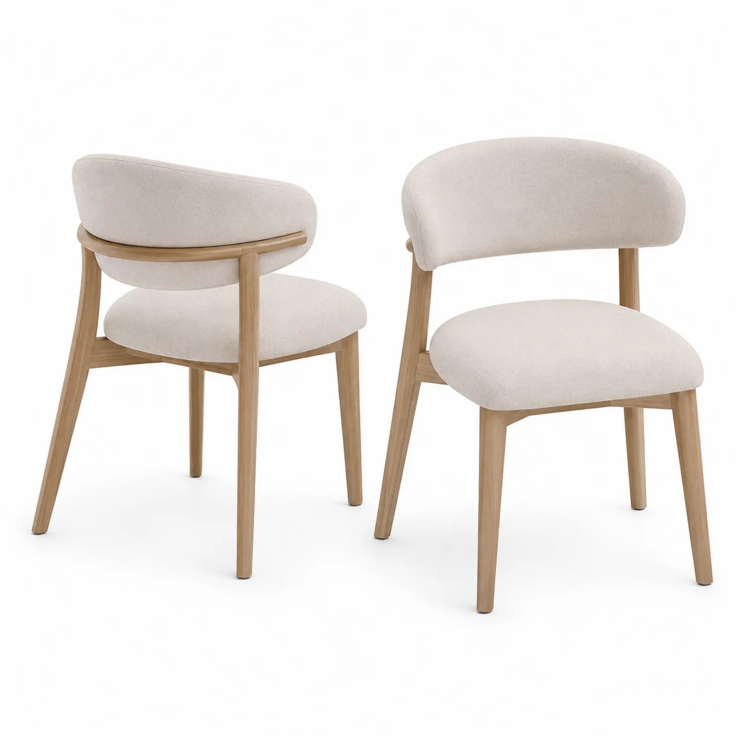 Esszimmerstühle 2er Set Holzgestell Stoffbezug Beige