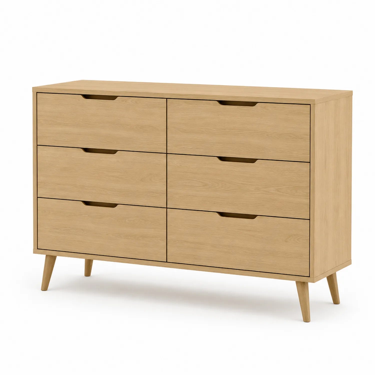 Kommode mit 6 Schubladen Eichenholz 120x40x75cm